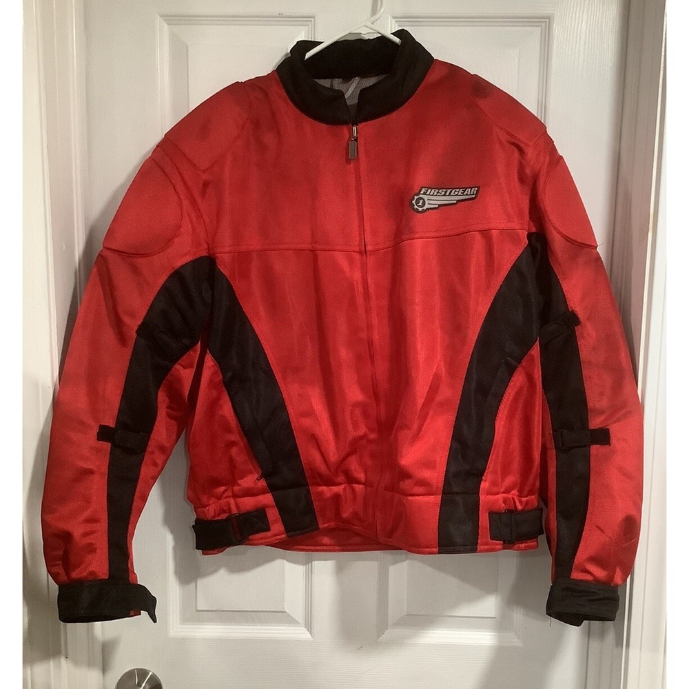 First Gear Padded Motorcycle Jacket Protective Men XLarge Red